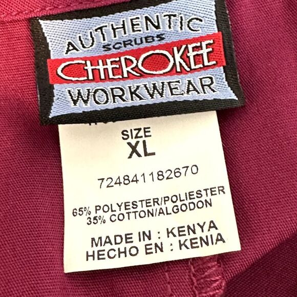 Cherokee Authentic Scrubs Workwear Top Womens Missy Fit XL NWT Wine V-neck - Picture 6 of 6
